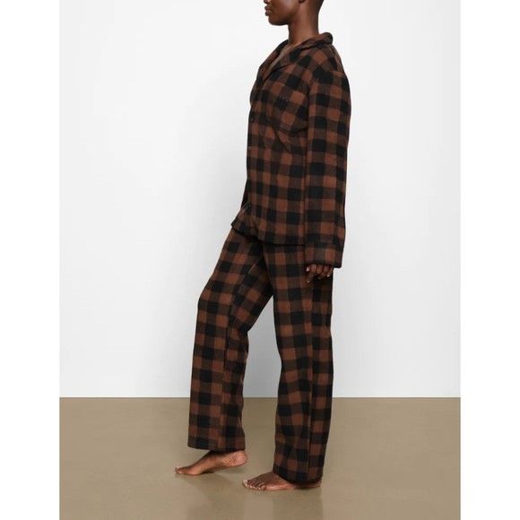 SKIMS SET - Fleece Sleep Pajama Set Shirt and Pants Jasper Buffalo Check Size 2X - Picture 2 of 7